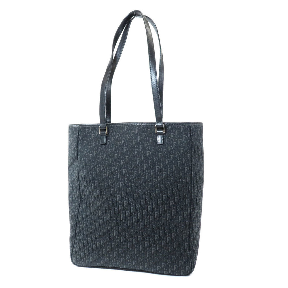 Christian Dior Trotter Tote Bag Canvas Leather Black